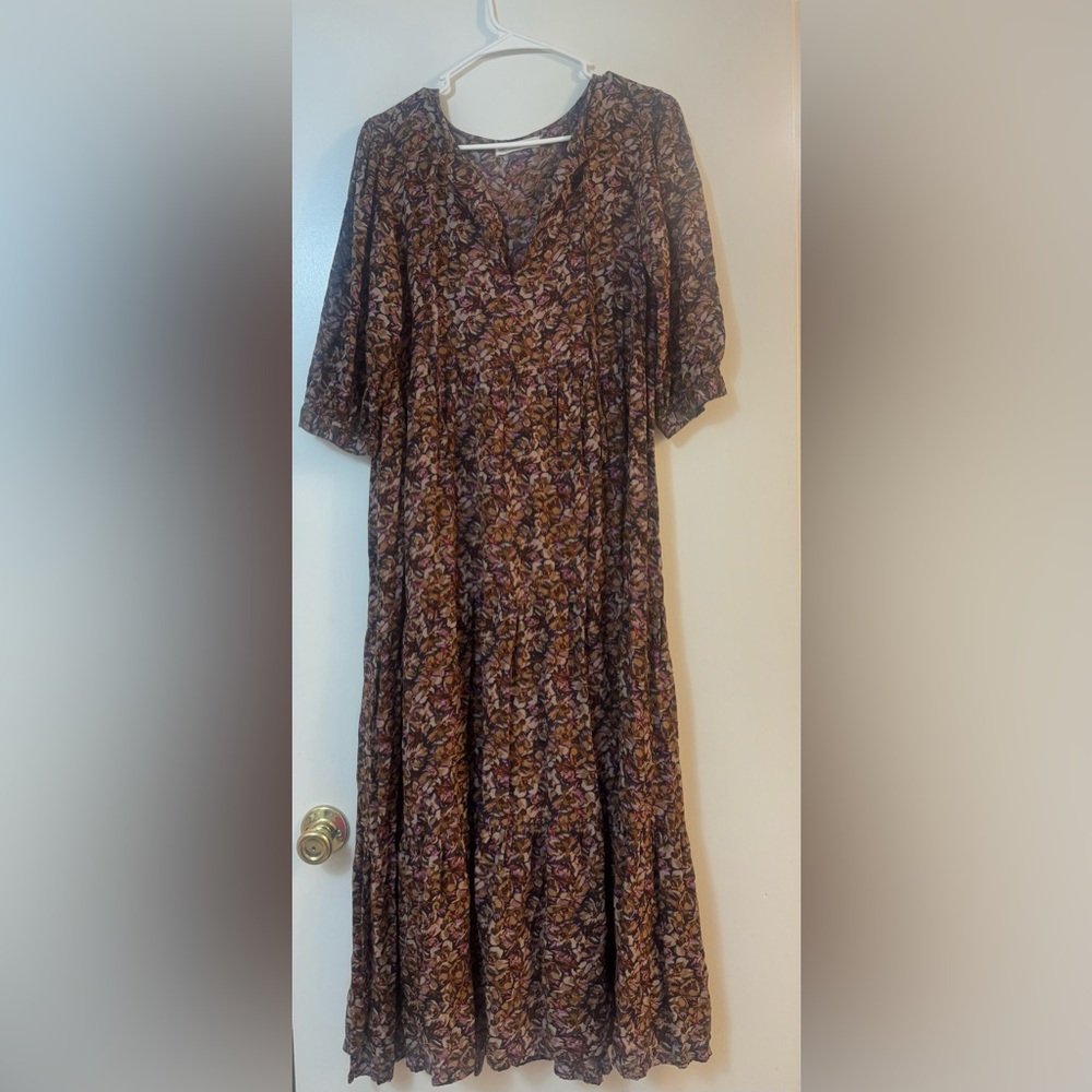 Natural Life Women’s Floral Tiered Cottage Lightweight Flowy Maxi Dress XS -NWOT
